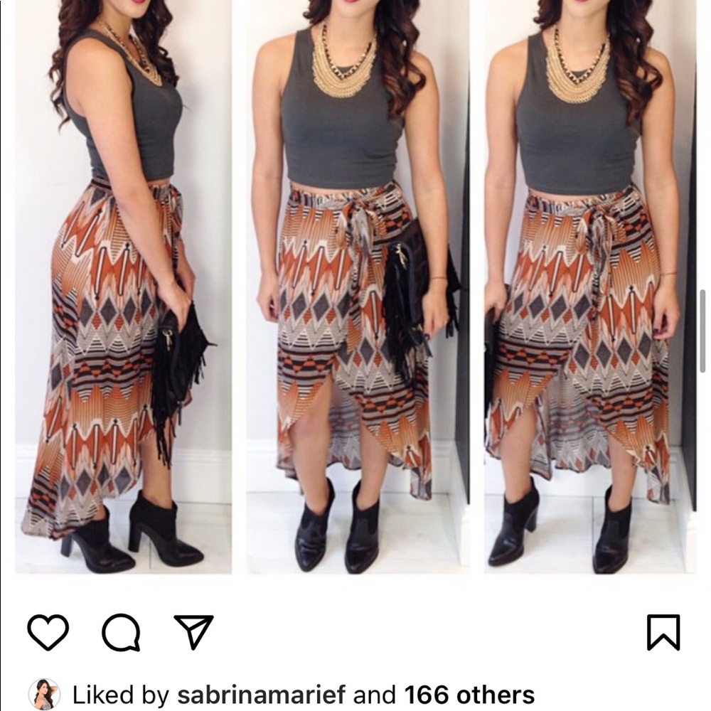 Printed High Low Hem Skirt